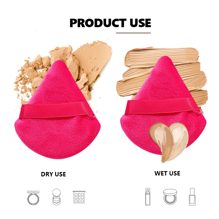 Custom Logo Beauty Tool Cotton Makeup Setting Powder Puffs Velvet Cosmetic Puff Face Soft Velour Triangle Powder Puffs
