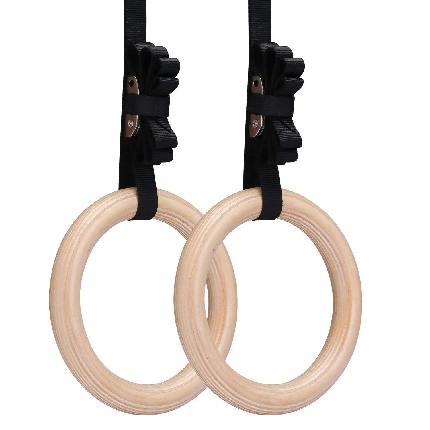 gymnastic rings wood 32mm 28mm Wooden Gym Rings with Enhanced Flexible Buckles Durable Adjustable Straps