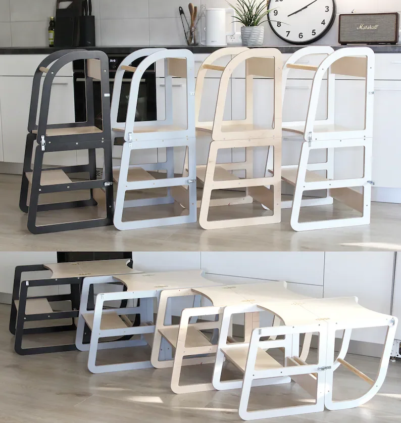 Wooden Learning Tower Foldable Simple Tower Step Stool Kitchen Helper Learning Tower High Chair For Kids