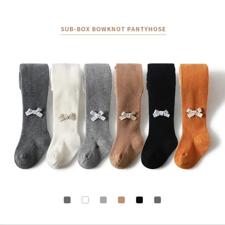 
DRJL-1413 Good qulity Baby Girls Tights silod color with Bowknot Leggings Stockings Panthose Spring and Autumn 