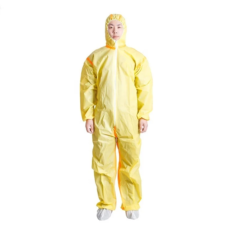SF SMS 40-70 gsm Antistatic And Waterproof Disposable Coveralls Suits With Single Collar & Hood For Work Wear In Hospital