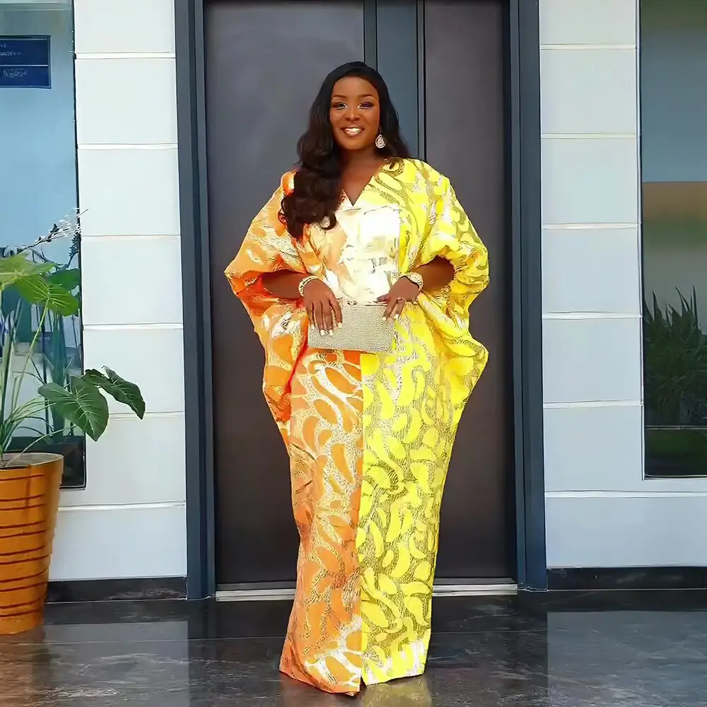 New africa clothing Fashion African  Dress jacquard fabric Boubou Dress Plus Size Luxury Kaftan Dresses For Women