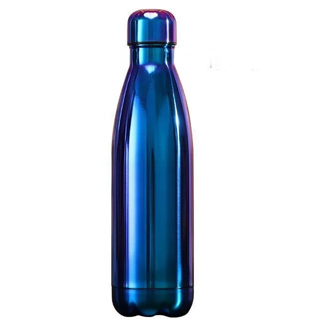Wholesale Bulk 12oz 17oz Vacuum Flasks Electroplated Plating 500ml Stainless Steel Cola Shaped Water Bottles Mugs Tumbler Cups