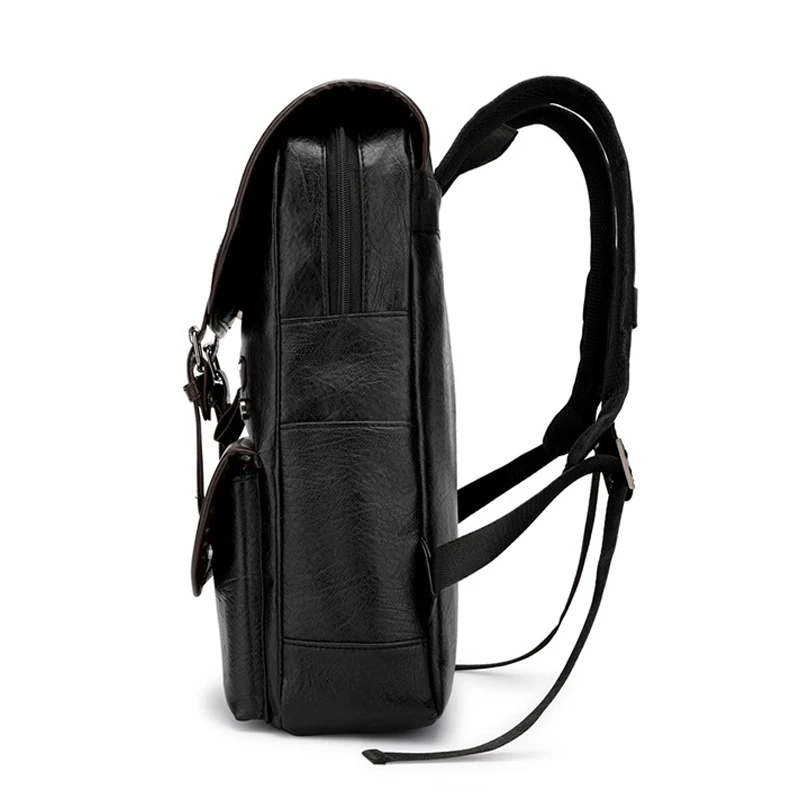 FULIYA Custom Logo Wholesale PU Leather Backpack 15.6 Inch Laptop Business Bag School Backpack Leisure Mens Backpack