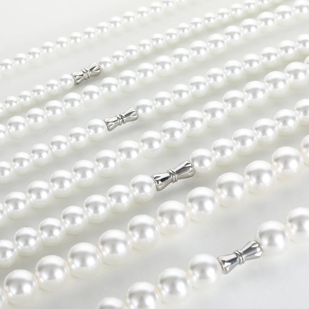 Hip Hop 6/8/10/12mm Glass Pearl Bead White Pearls For Jewellery Making Round Pearl Choker Necklace For Women