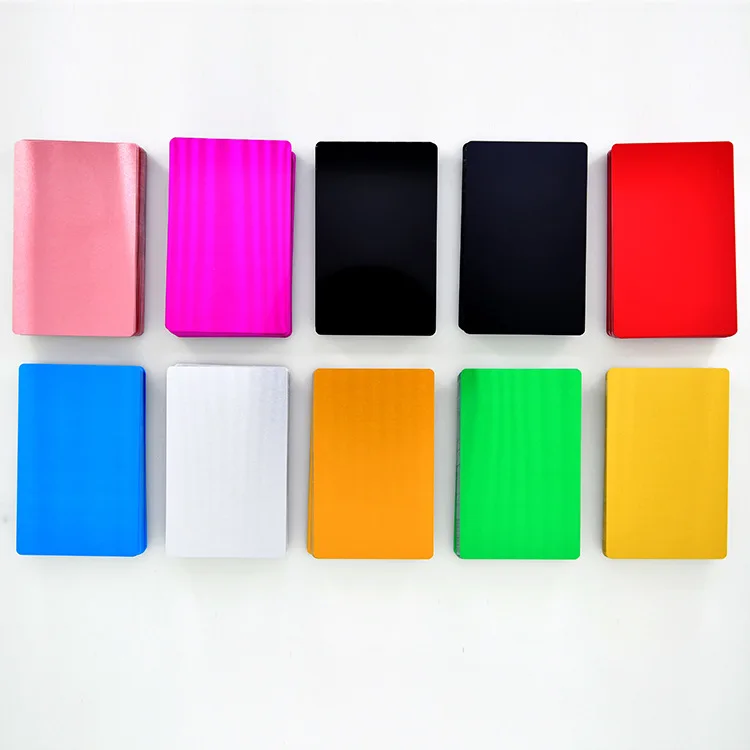 Multicolor Custom Design Logo 86*54*0.45mm Number Laser UV Printing Aluminum Business Card Metal blank 3d Business Card Blank