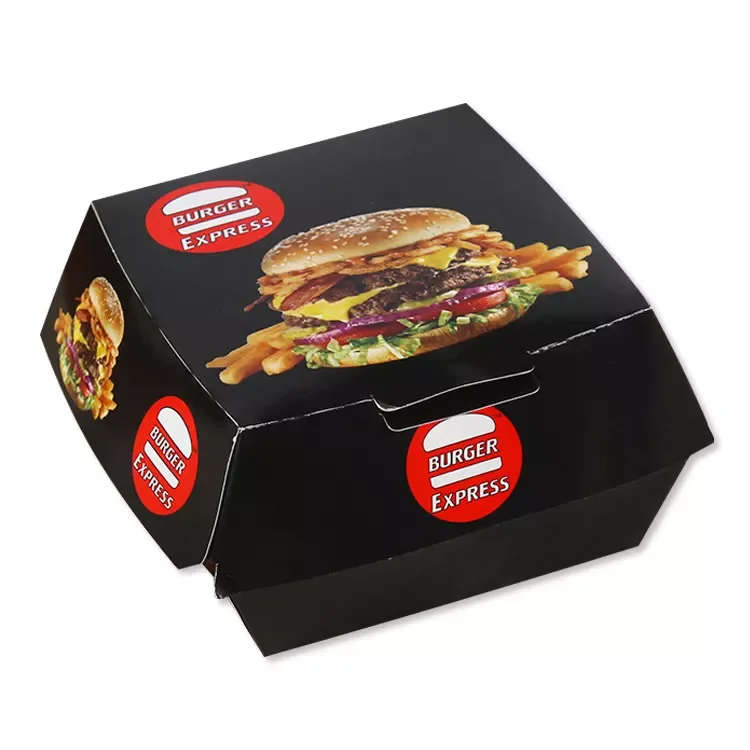 Custom Disposable Food Grade Cardboard hamburger Packaging Paper Burger Box