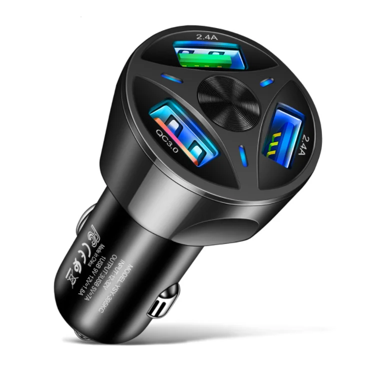 USB car charger 5V 3A 3USB QC3.0 car quick charging car assesories charger adapter with LED display for mobile phone charger