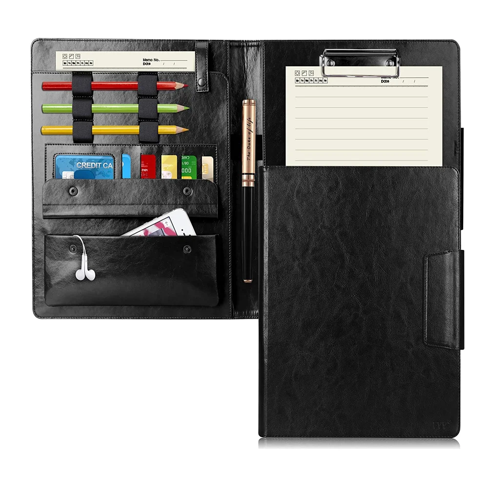 
Pencil Holders Premium Leather Business Document Organizer Resume Portfolio Folder for Office School 