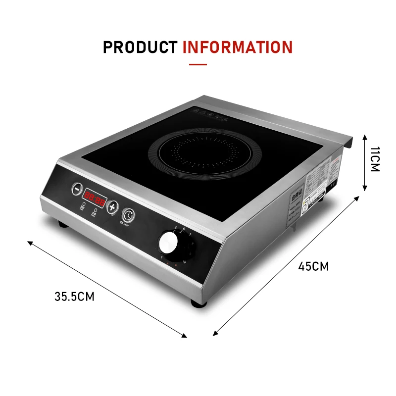 2023 Electromagnetic Furnace Stove Intelligent Electric Commercial Induction Cooker High-speed 3500W Table OEM Stainless Steel