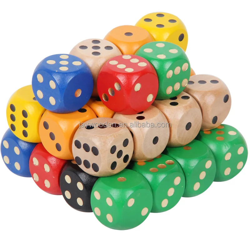 custom colorful wooden dice entertainment party family game kid toy 6 sides 30mm wooden dice