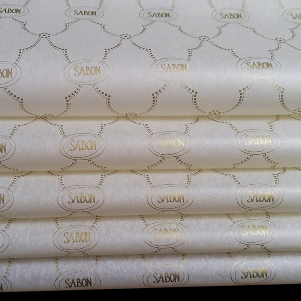 Custom Design Gold Foil Logo Tissue Paper Patterned Gift Wrapping Tissue Paper For Packaging