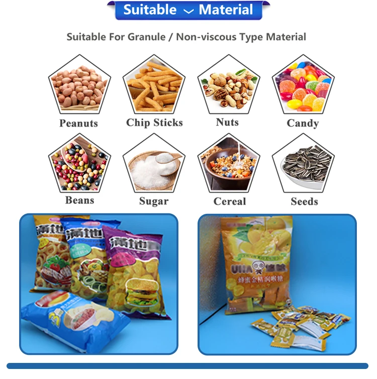 Automatic 10 /14 head weighing nitrogen puffed food crisps packaging machine banana potato chips packing machine