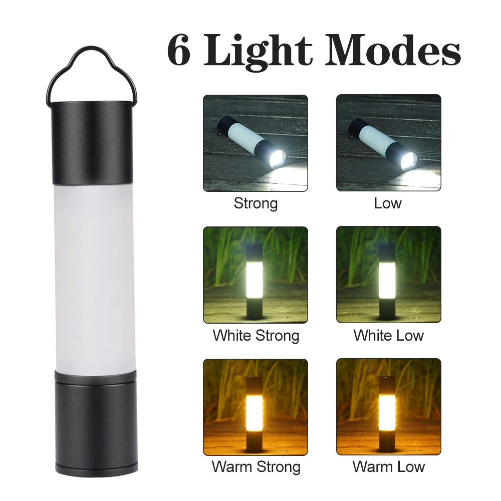 Rechargeable LED Outdoor Mini Flashlight Zoomable Aluminum Alloy Hanging Camping Lanterns Portable Torch Light With Tripod