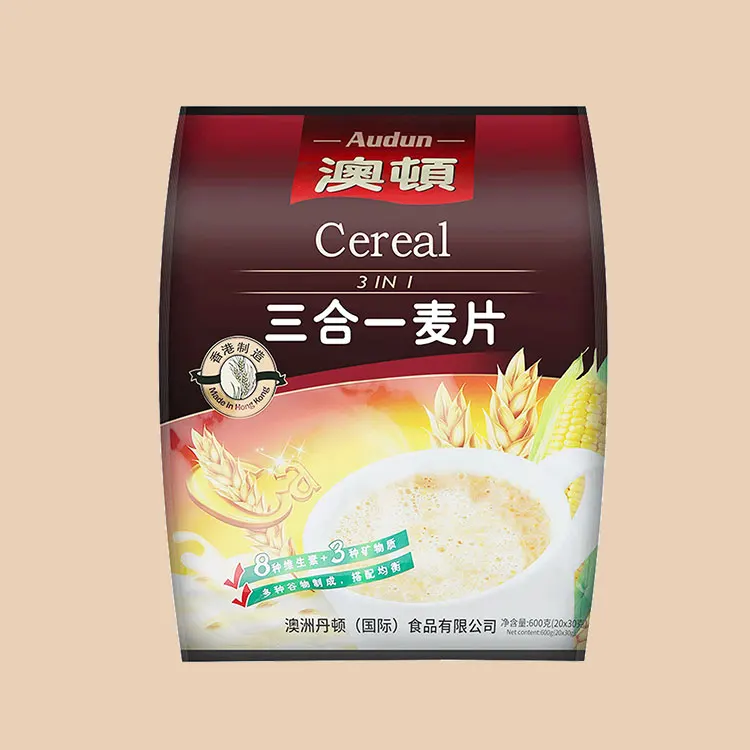 
China Supplier Delicious Audun 3 in 1 Compound Healthy Instant Oatmeal Breakfast Cereal For Home 