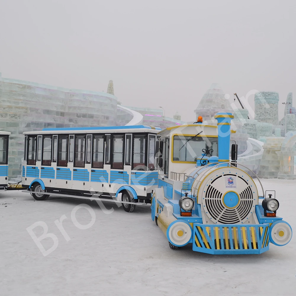 Attractions 42/58/72/105-seater large attraction train road trackless train for sale