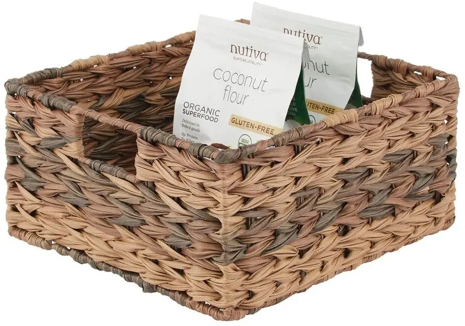 Natural Seagrass Rattan Willow Wicker Storage Baskets Set of 3 Hand Woven Organizing Decorative Water Hyacinth Storage Baskets