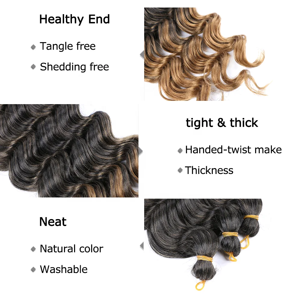 Wholesale Body Wave Crochet Braiding Hair Pre Feathered Hybrid 28inches Water Wave Ombre Braids Hair Synthetic Hair Extensions