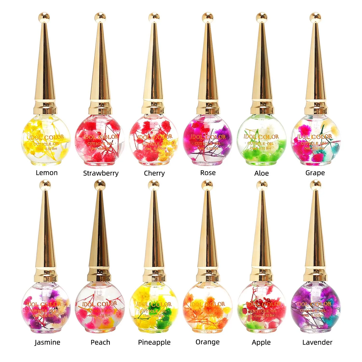 Best Selling Cuticle Oil 12 flavors Nair Care Cuticle Repair Organic Nails Natural Oil Scented Cuticle Oil with Real Flowers
