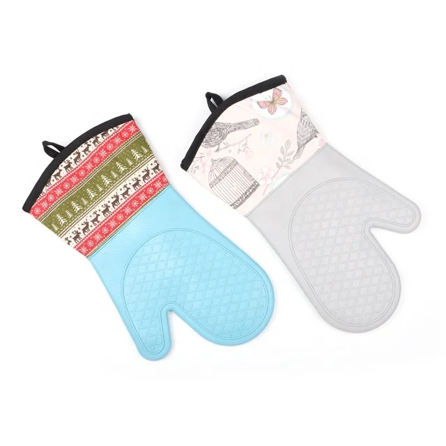 Wholesale Long Soft Inner Lining Silicone Oven Mitt Baking Cooking Silicone Custom Oven Mitts