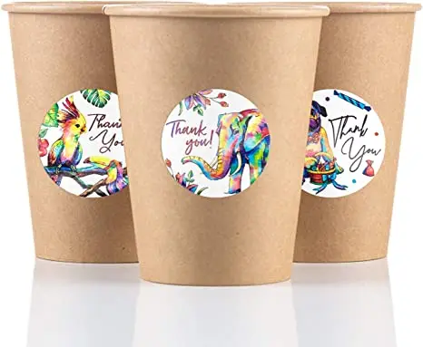 Wholesale Self Adhesive Round Waterproof Vinyl Label Custom size Kraft Paper Thank You Stickers With Logo