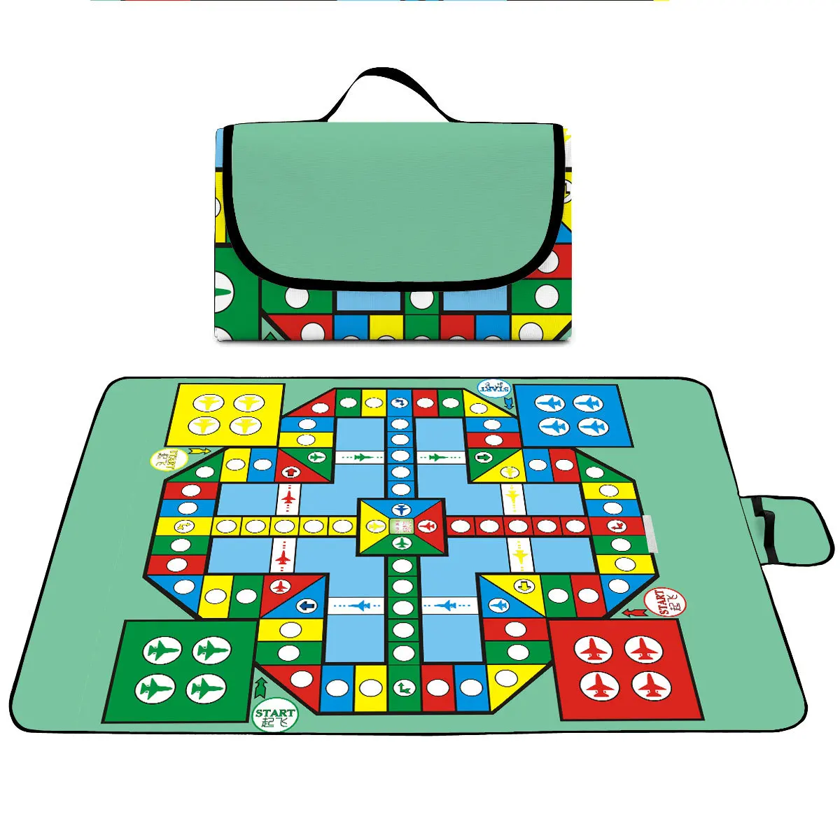 Wholesale Customized Flying Chess Folding Waterproof Blanket for Outdoor Camping Oxford Cloth Damp Proof Grass Mat