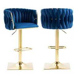 Unique Design Hot Sale Luxury Gold Height Adjustable And 360 Swivel High Chair Bar Stools For Kitchen