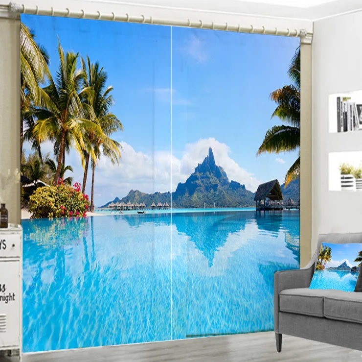 High quality sunflower printed living room 3d curtain