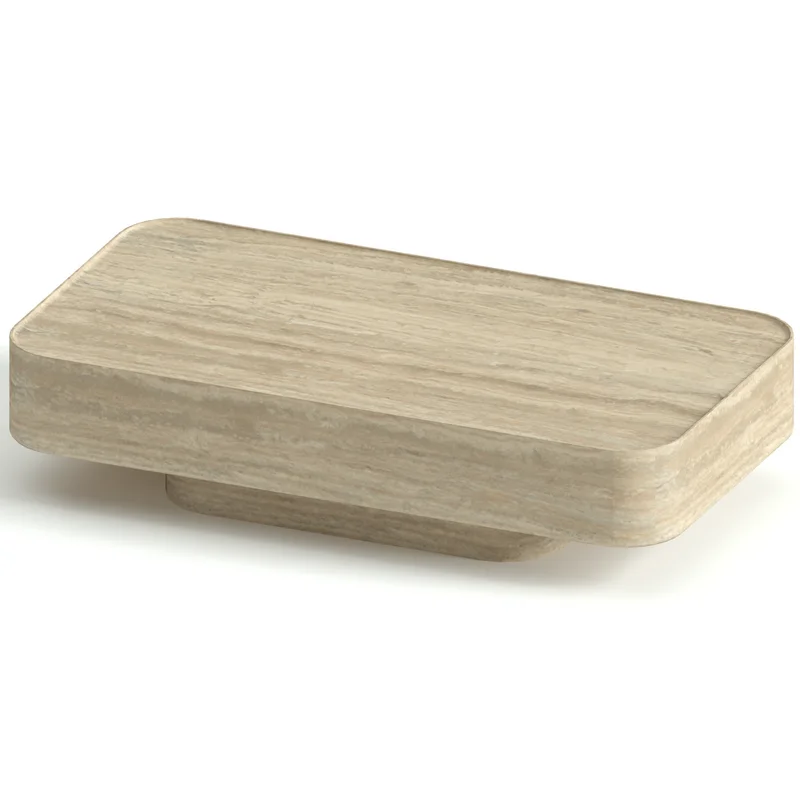 OEM Classic Living Room Furniture Natural Marble Stone Beige Travertine Vitolo Carved Coffee Tables