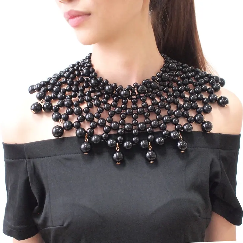 Bollywood Statement Imitation Pearl Collar Beads Choker Handmade Beaded Bib Necklaces Hot Sale Indian Wedding Jewelry Wholesale
