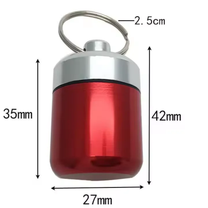 Custom Logo emergency bottle key chain pill case Metal Earplug Case Waterproof Travel Pill Case Mini Storage Capsule Container