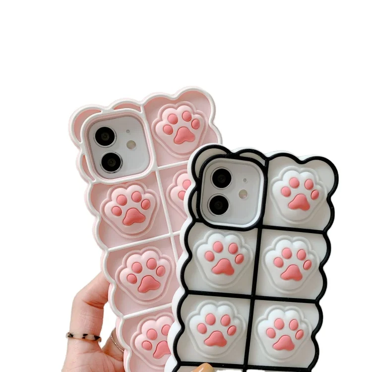 A stress-relieving  silicone case soft for iphone 11 12 pro max back cover phone cases   with  animation design