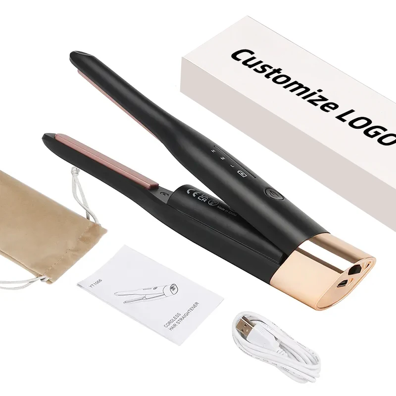 Factory Custom Korean Japan Private Label Cordless Wireless charging Pencil Flat iron Rechargeable USB Hair Straightener