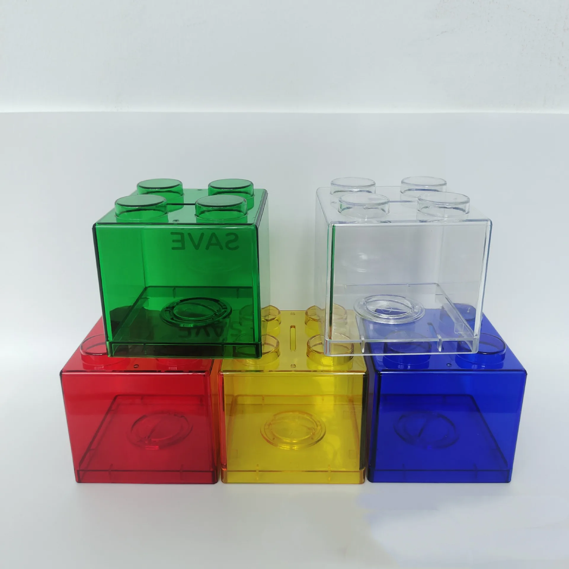 Spot Building Blocks Piggy Bank Without Printing Transparent Piggy Bank Stackable Building Blocks Coin Bank