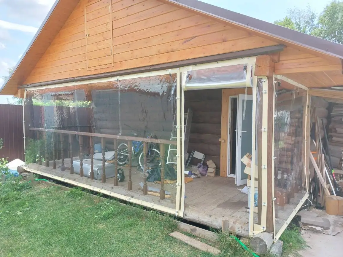 Outdoor Vinyl Curtain with Clear Tarp 18 OZ