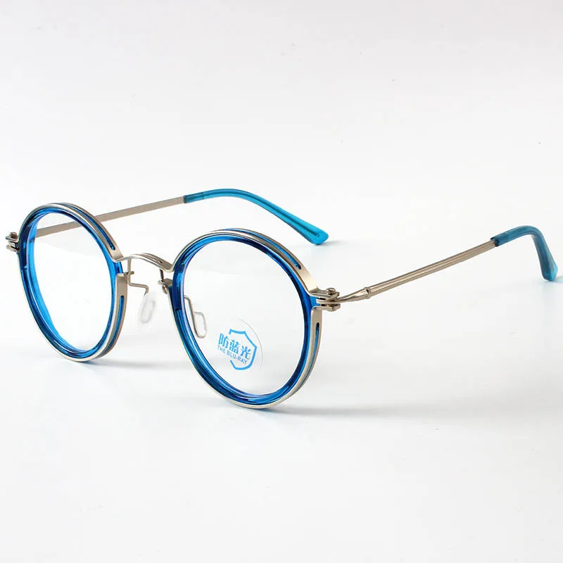 Retro Round Black Eyeglasses Frame Anti-blue Light Men Trend Vintage Optical Frame Computer Glasses Wholesale