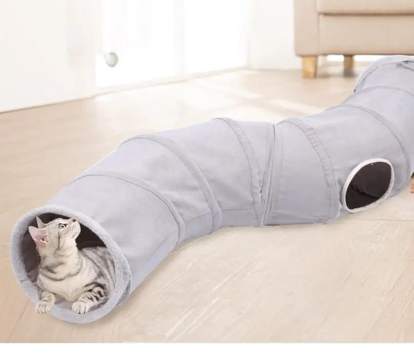 Cat Toys Play Tunnel Durable Suede With Play Ball Cat Tunnel for Indoor Cats
