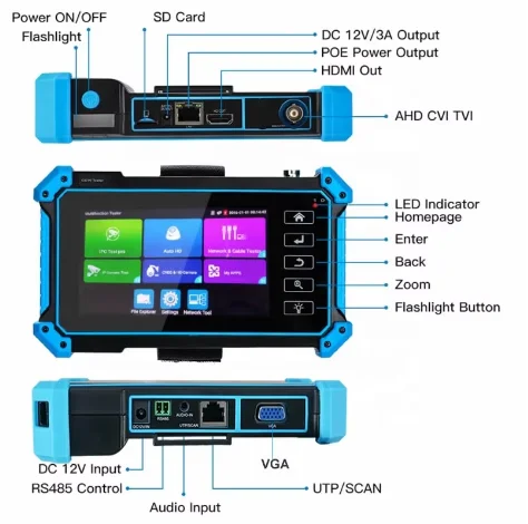 IPC-5100 Plus CCTV Tester 4K IP CVBS CVI TVI AHD 5-in-1 Android System CCTV Camera Tester Cable Tracer POE IPC-5200 PLUS