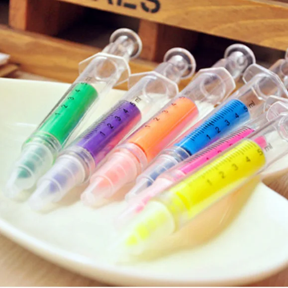 Креативный маркер-ручка в форме цветного шприца, рекламный маркер-ручка, канцелярские принадлежности для украшения дневника