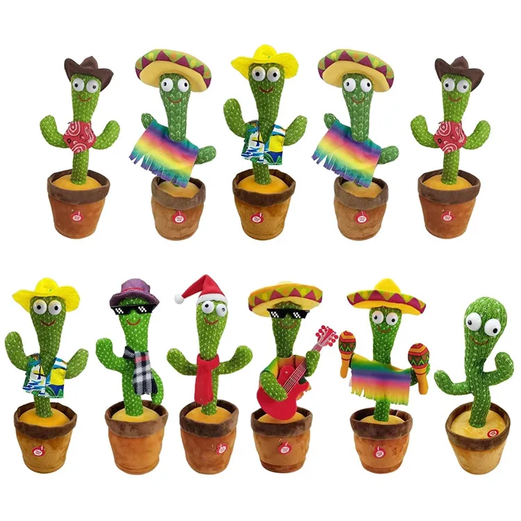Wholesale Pp Cotton Filling Sing Dance Doll Cactus Korean Electronic Plush Toy Manufacturer