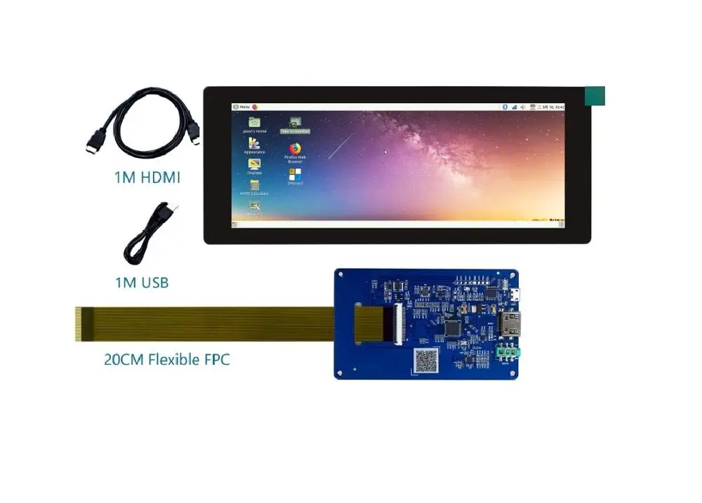 6.86 inch bar lcd screen panel with touch hmi control board  stretched shoe shelf display