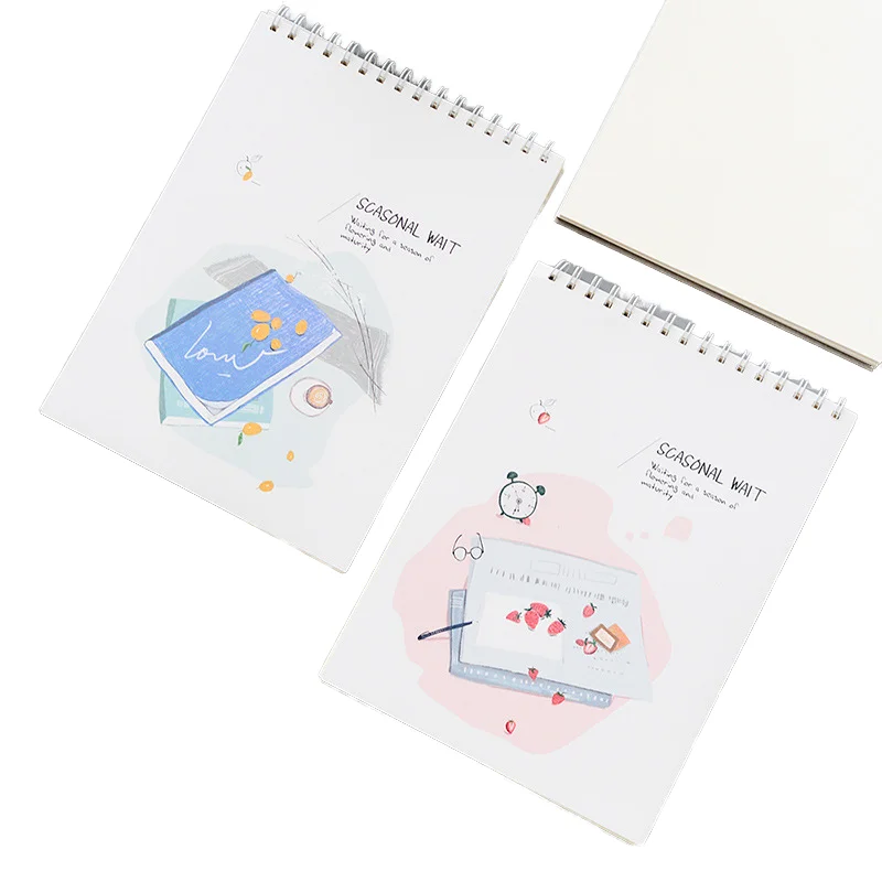 High Quality New Design Spiral Bound Sketchbook Thick Cardboard Cover Beautiful School Coil Notebook Bulk for Pencil Painting