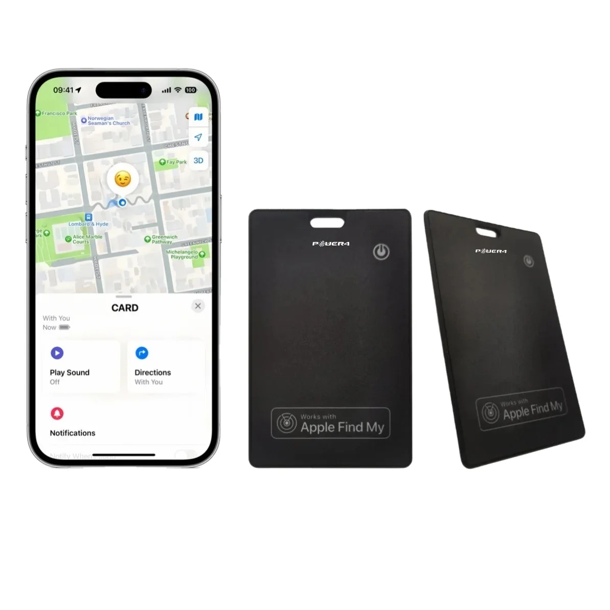 Power4 Ultra Thin Find My Certified Smart Card Wireless Charging Locator Rechargeable Bluetooth Anti Lost Tracker Item Finder