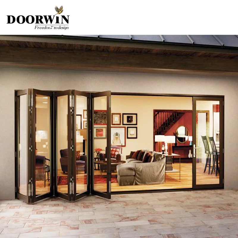 6 panel entrance doors design customer color accordion door with IGCC/SGCC certified tempered glass bi-folding door