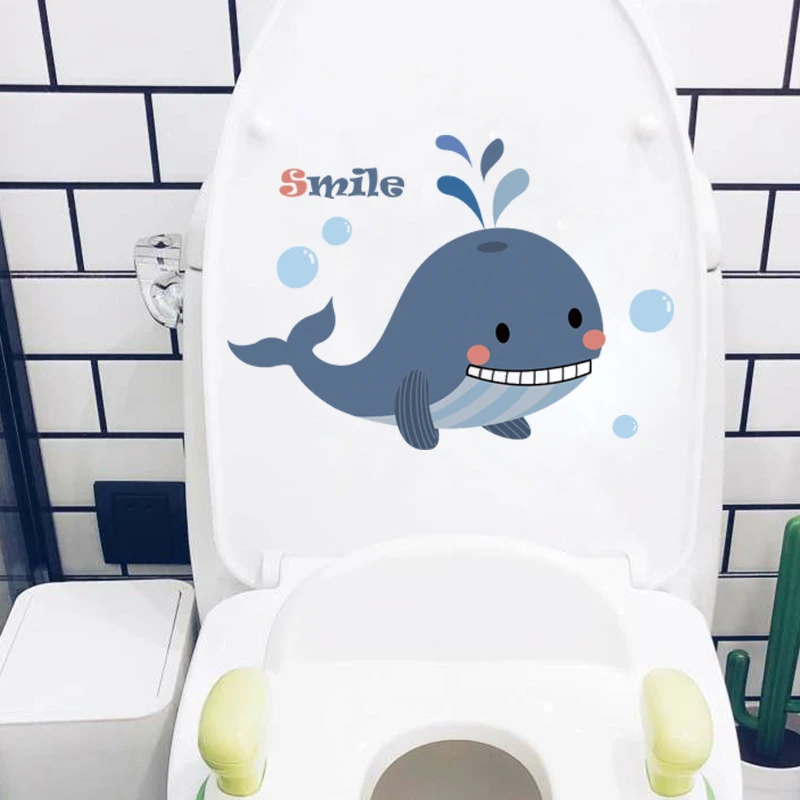 Custom Creative DIY Toilet Lid Stickers Decoration Bathroom Decor PVC Vinyl Decorative Cartoon Sticker