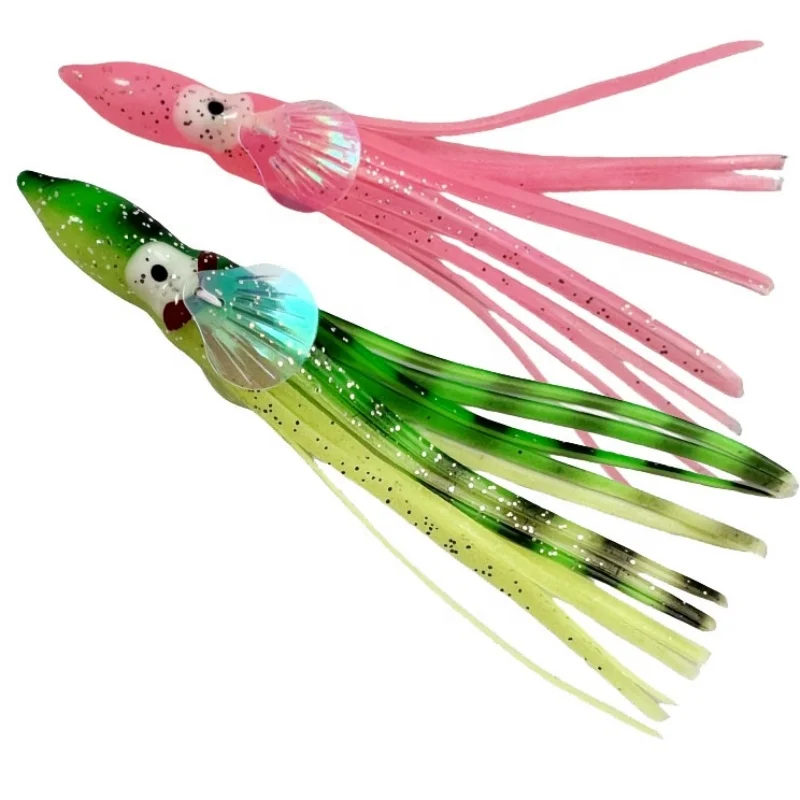 Yousya New 12cm 7Colour Luminous Octopus Squid Skirt Lure Artificial Soft Bait Jig Fishing Tuna Saltwater