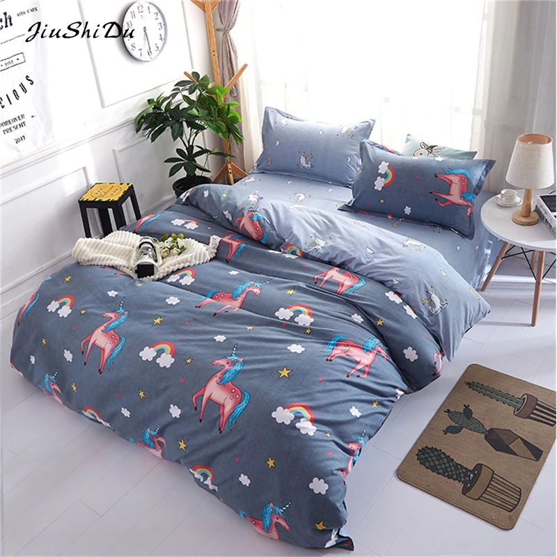 
Hot selling European and American full size unicorn cartoon pattern three or four sets of bedding 