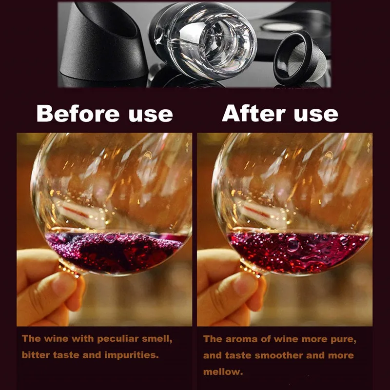 Wine Accessories Acrylic Red Wine Air Strainer Plastic Magic Wine Airator Aerator Decanter Pourer Spout Set With Filters