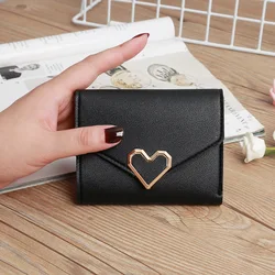 Cheap promotion vegetable leather wallet nice design heart shaped purse new ladies short wallet
