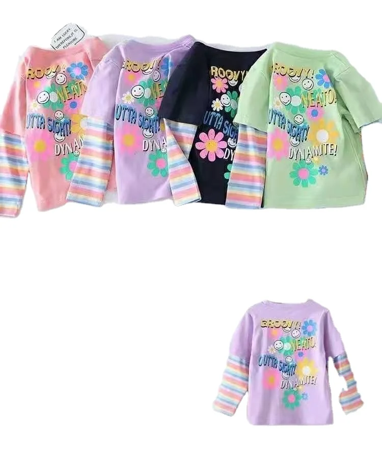 New 2021 Remaining cleaned inventory Long Sleeve Kids Boys Girls Spring T shirt Cotton children Clothing Stock Lot